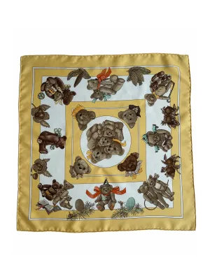 Hermes Yellow/White Silk Confidents Des Coeurs Pocket Square Scarf