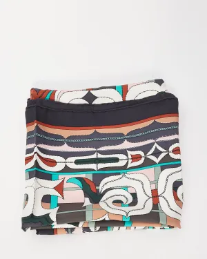 Hermès Black Multi Esprit Ainou Silk Scarf 90