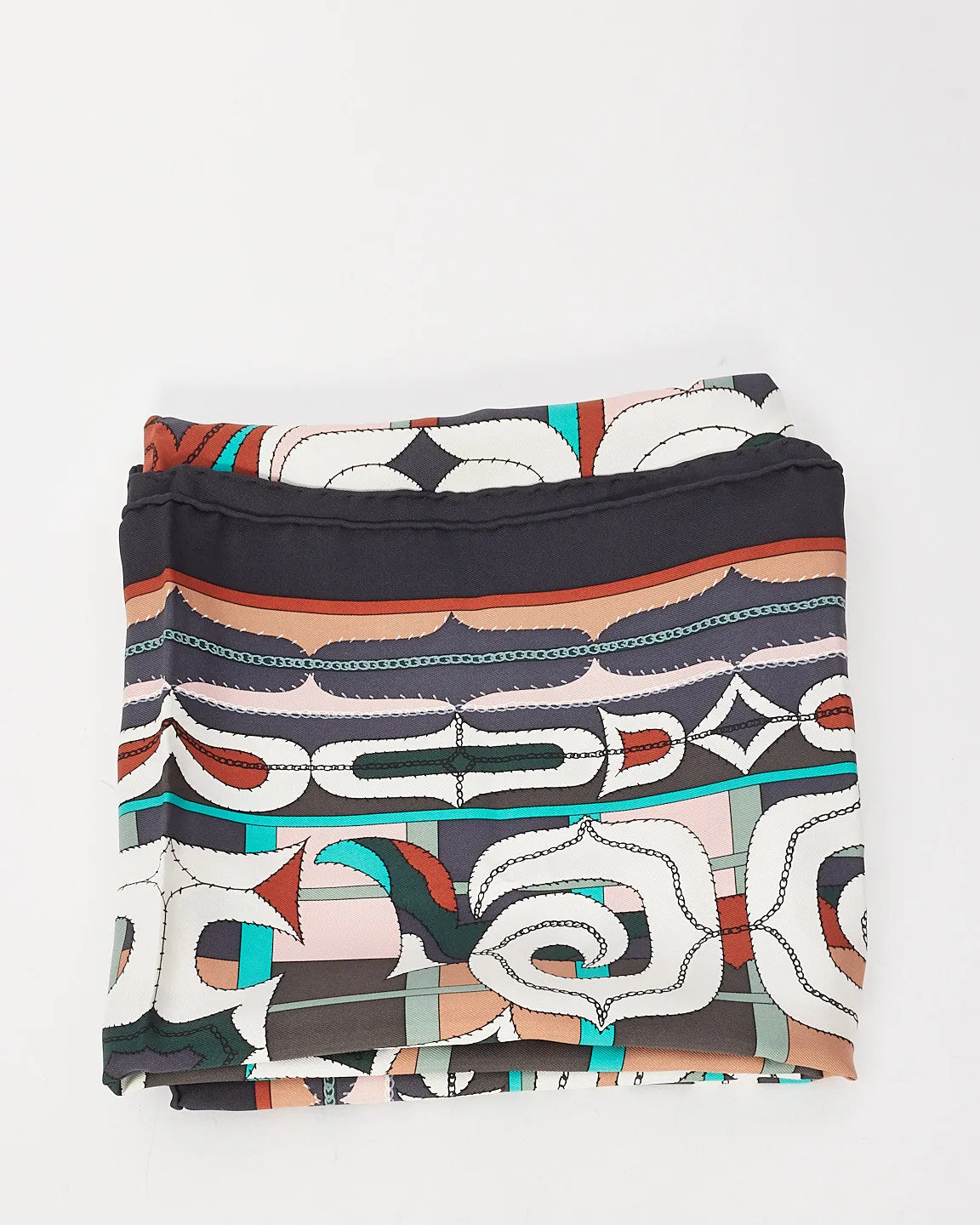 Hermès Black Multi Esprit Ainou Silk Scarf 90