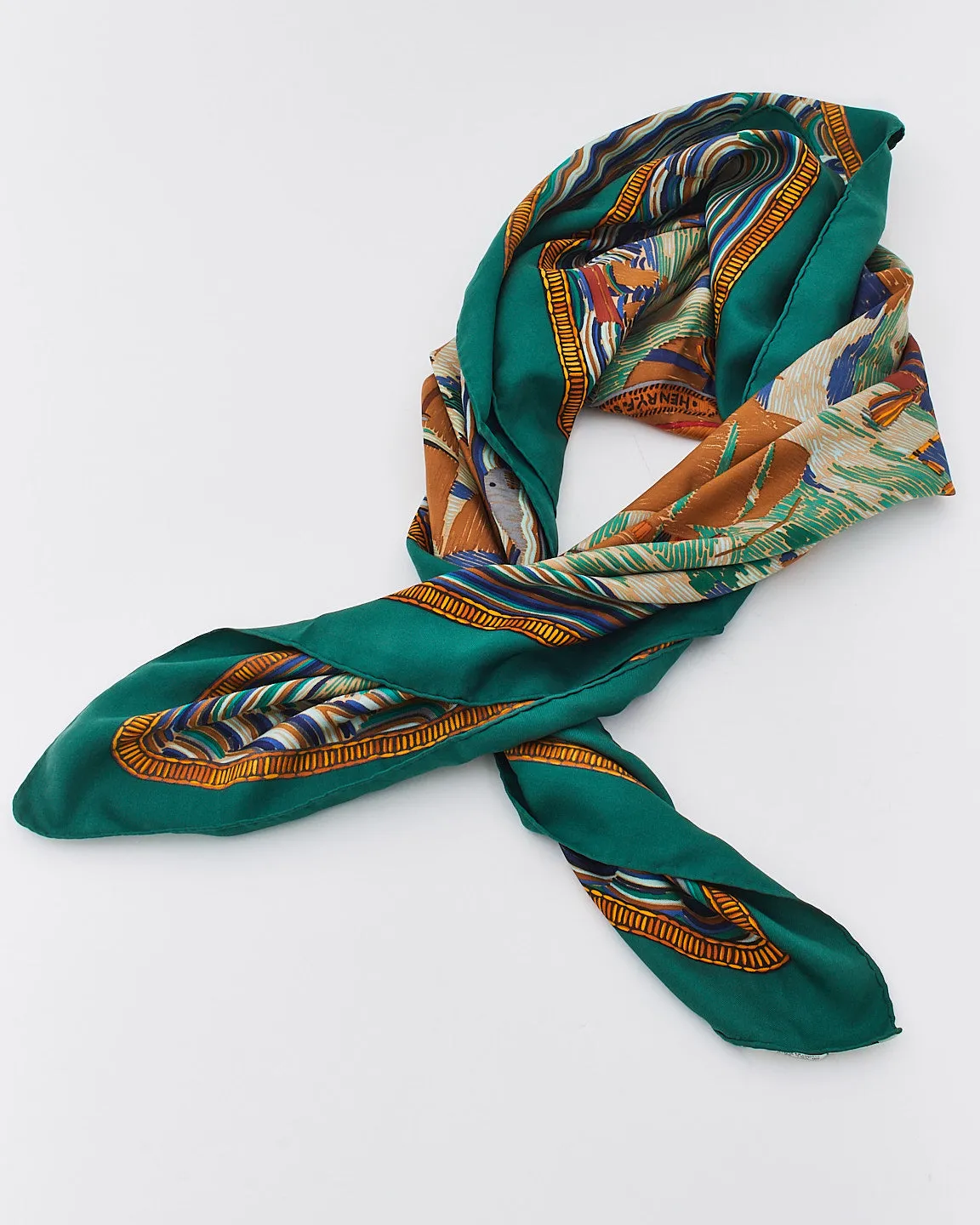 Hermès Green & Bronze 1880 Henry F. Smith Sailor Silk Scarf