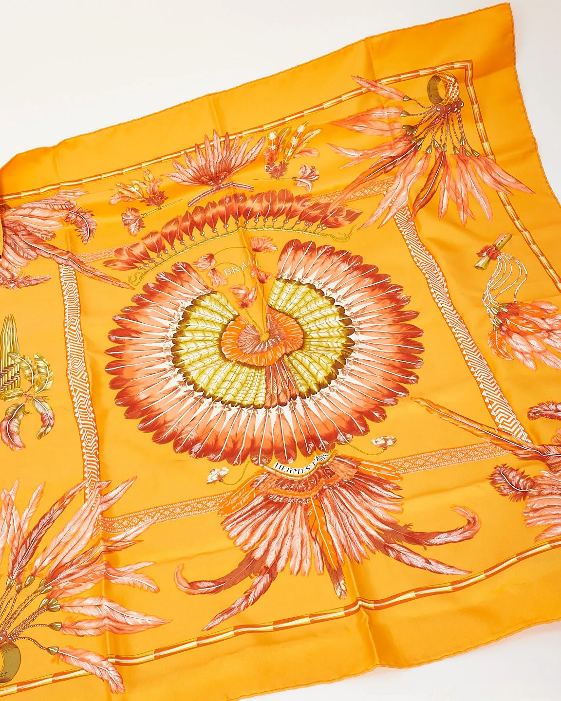 Hermès Orange Brazil Silk Scarf - 90