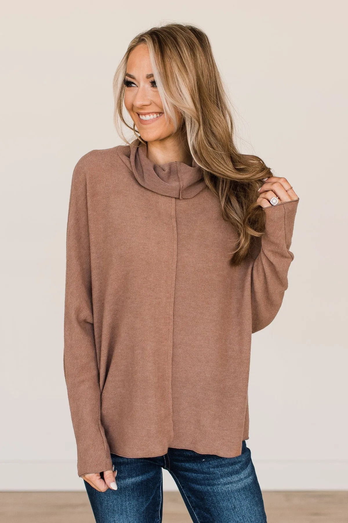 High Hopes Turtle Neck Top- Mocha