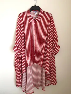 High Low Stripe roll up sleeve top