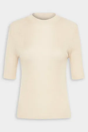 High Neck Knit Top in Ecru