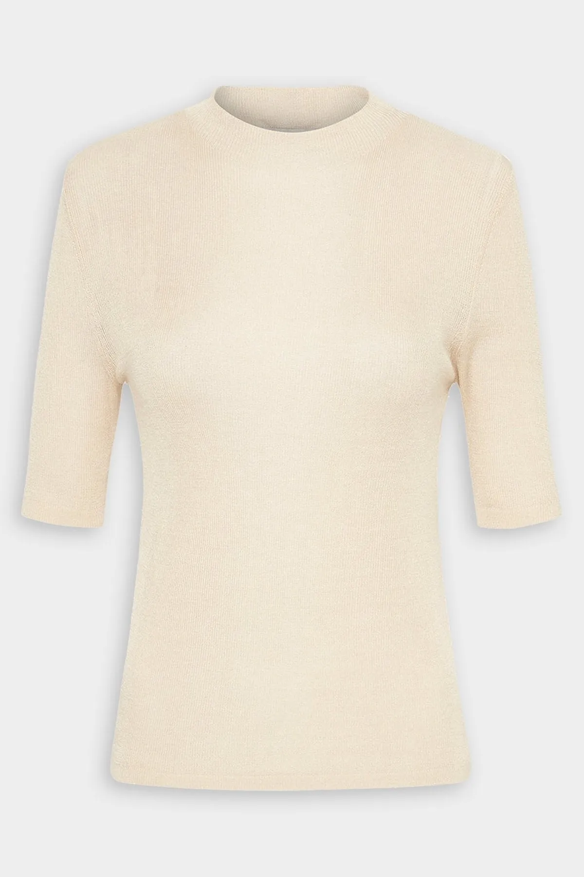 High Neck Knit Top in Ecru
