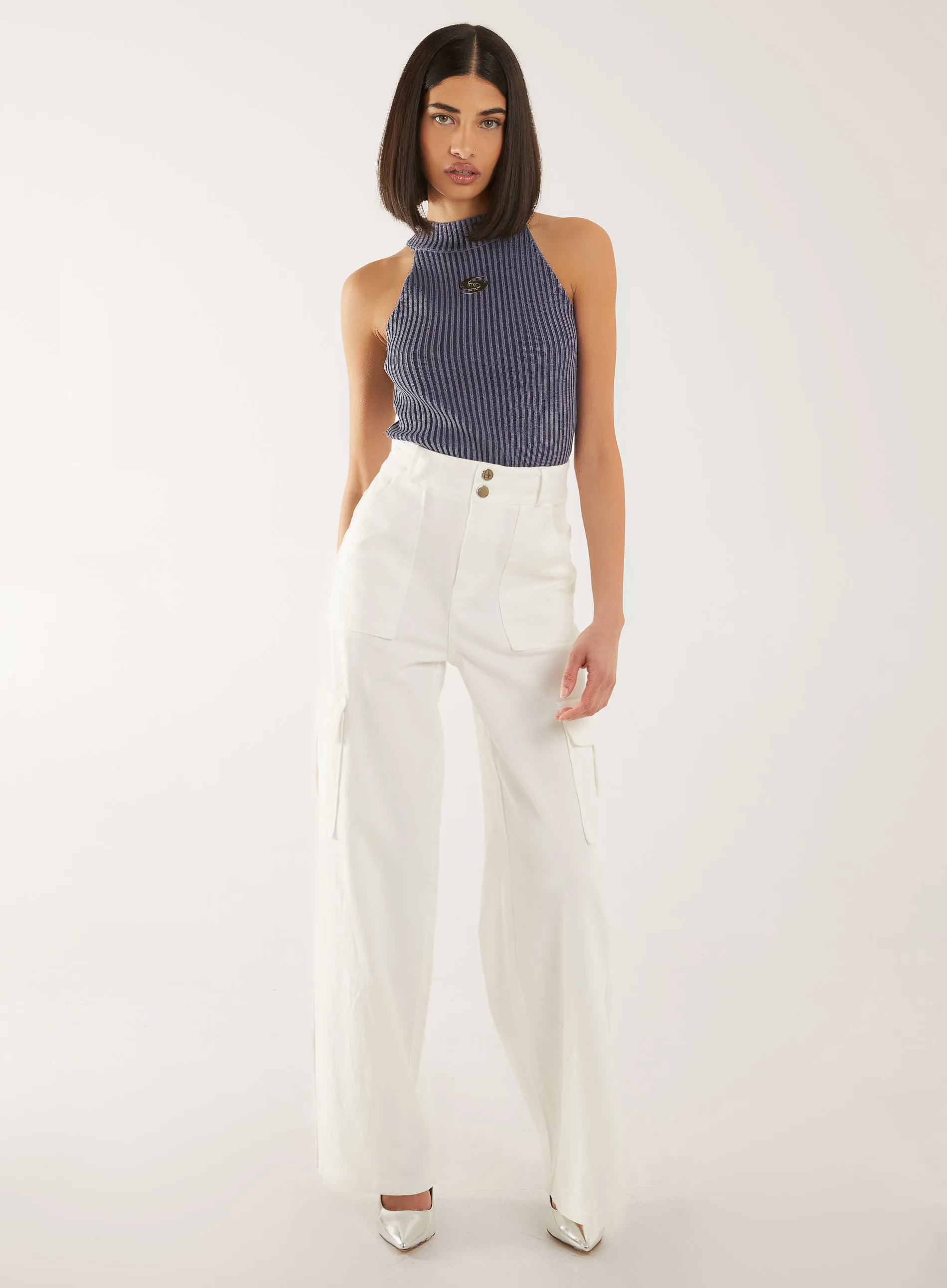 High Neck Logo Detail Racer Top