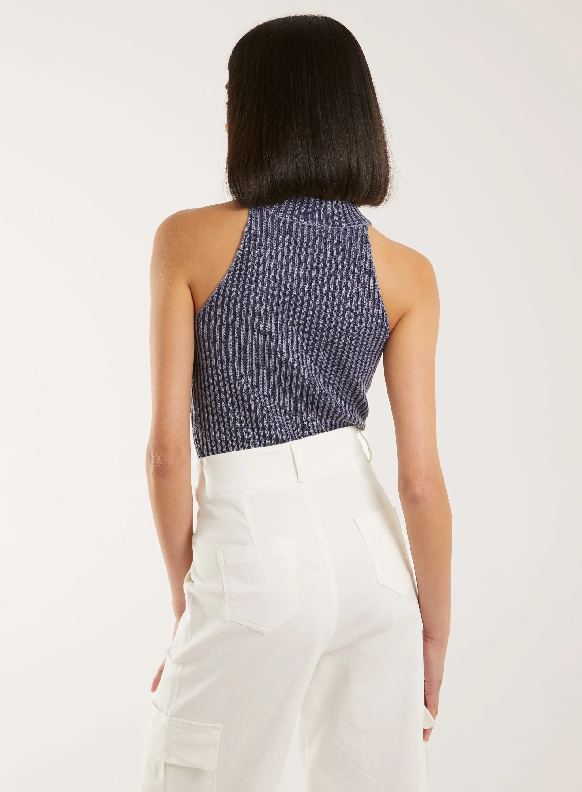 High Neck Logo Detail Racer Top