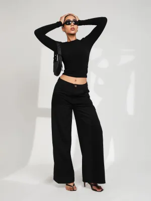 High Neck Long Sleeved Fitted Top