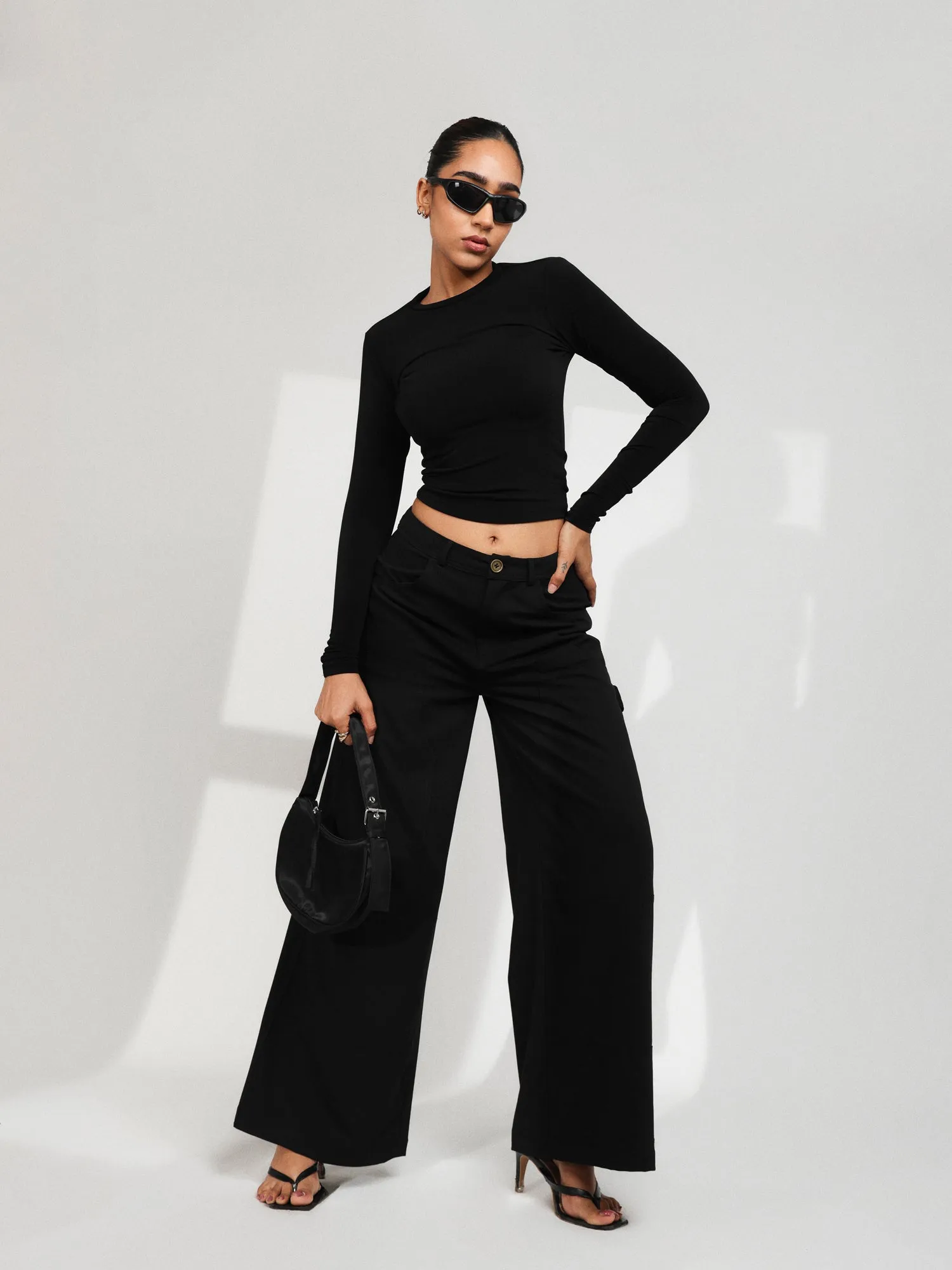 High Neck Long Sleeved Fitted Top