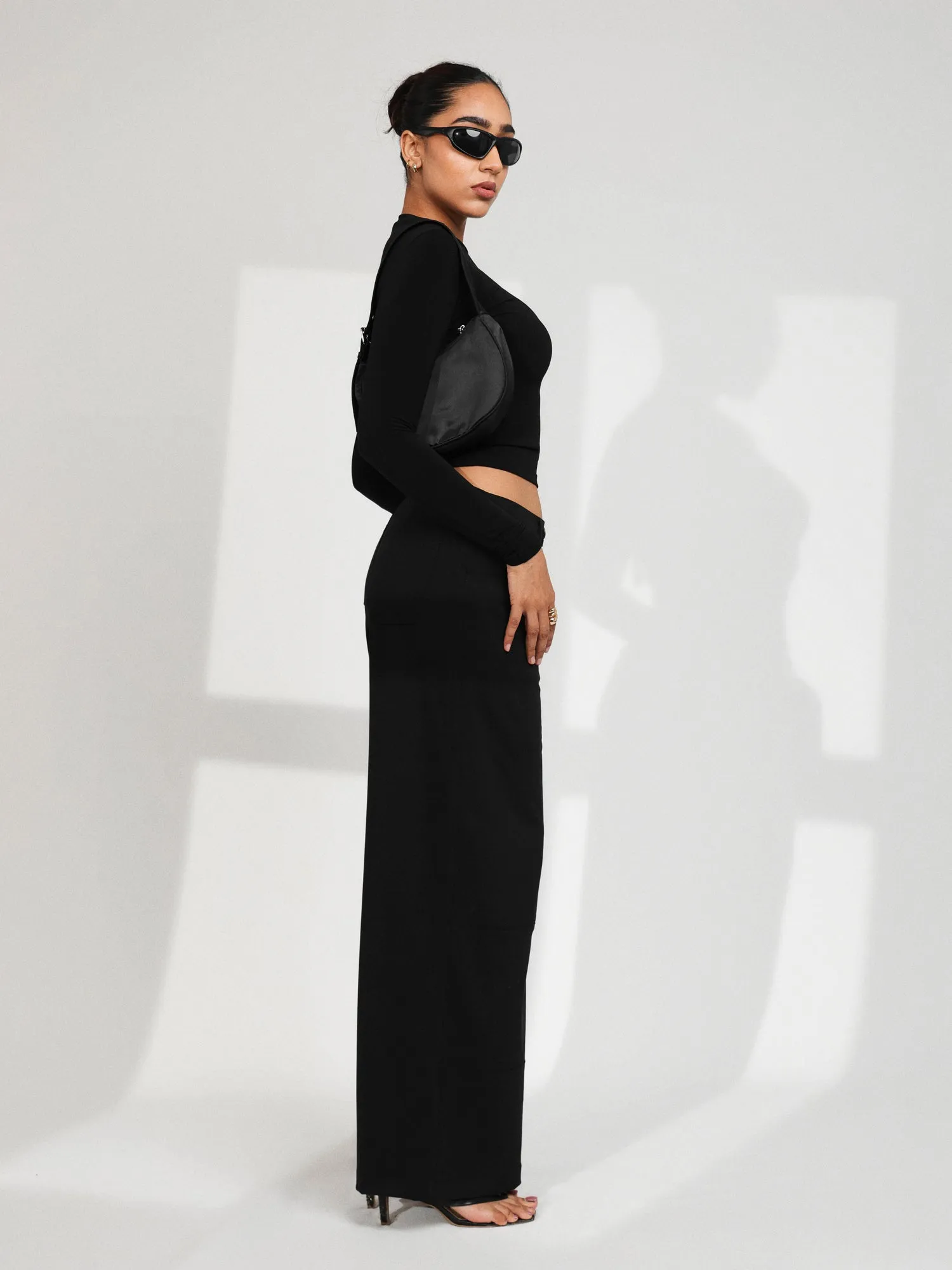 High Neck Long Sleeved Fitted Top