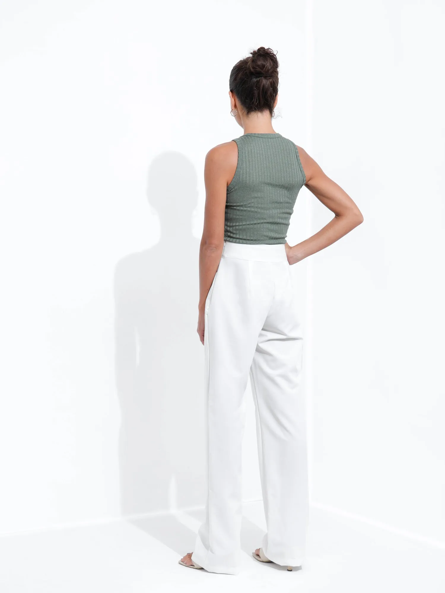 High Neck Ribbed Top