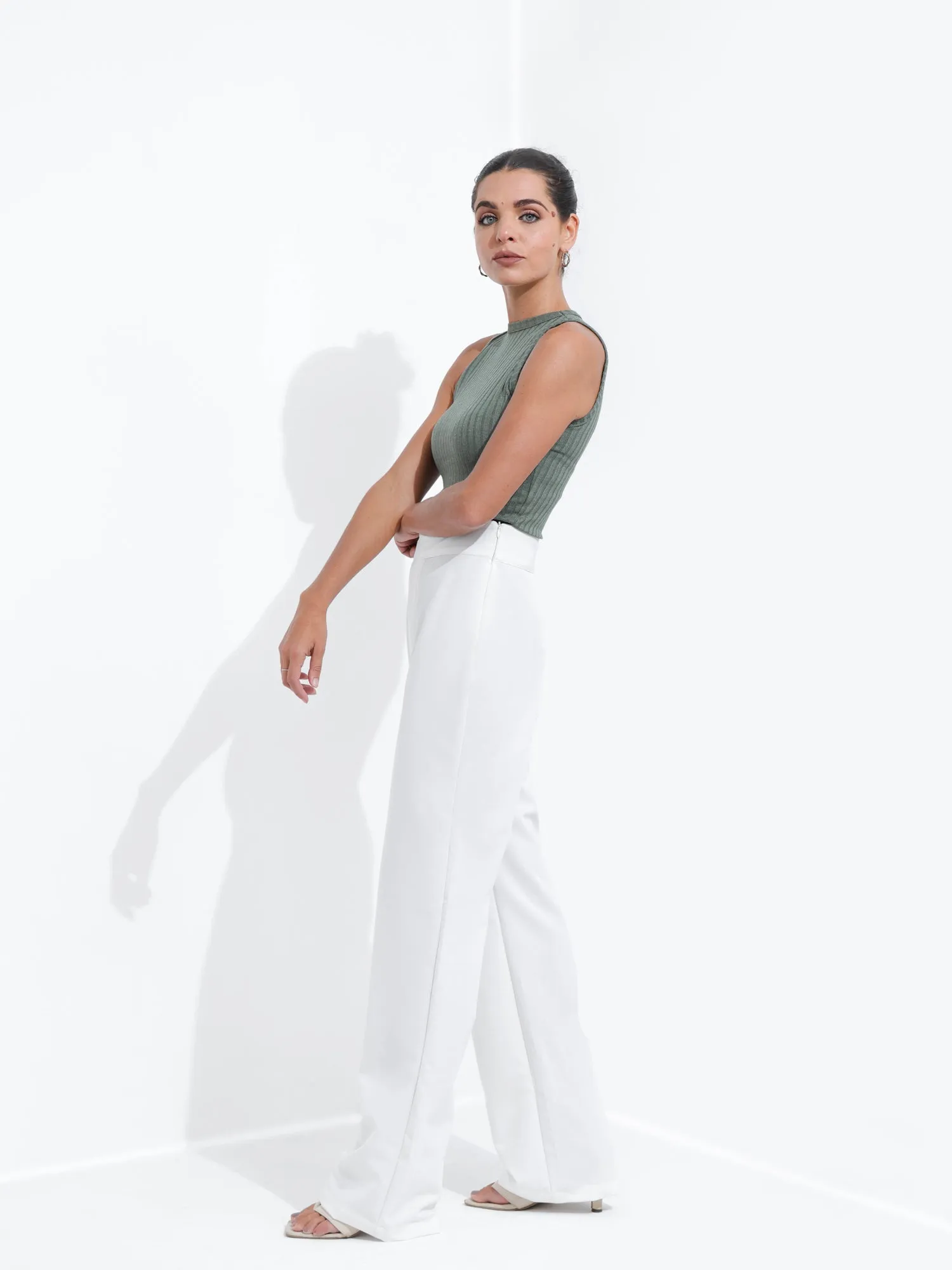 High Neck Ribbed Top