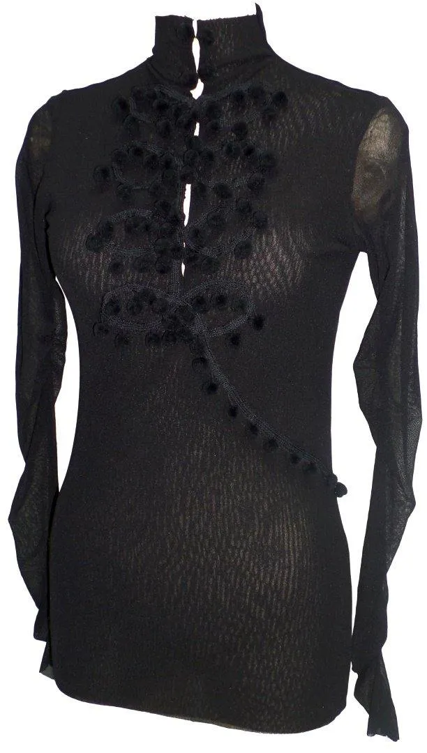 High Neck Top W/ Pom Poms