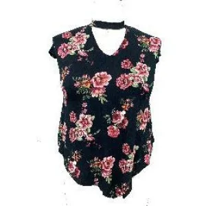 High Velocity Plus size Mock Neck V Bottom Cap Sleeve Top
