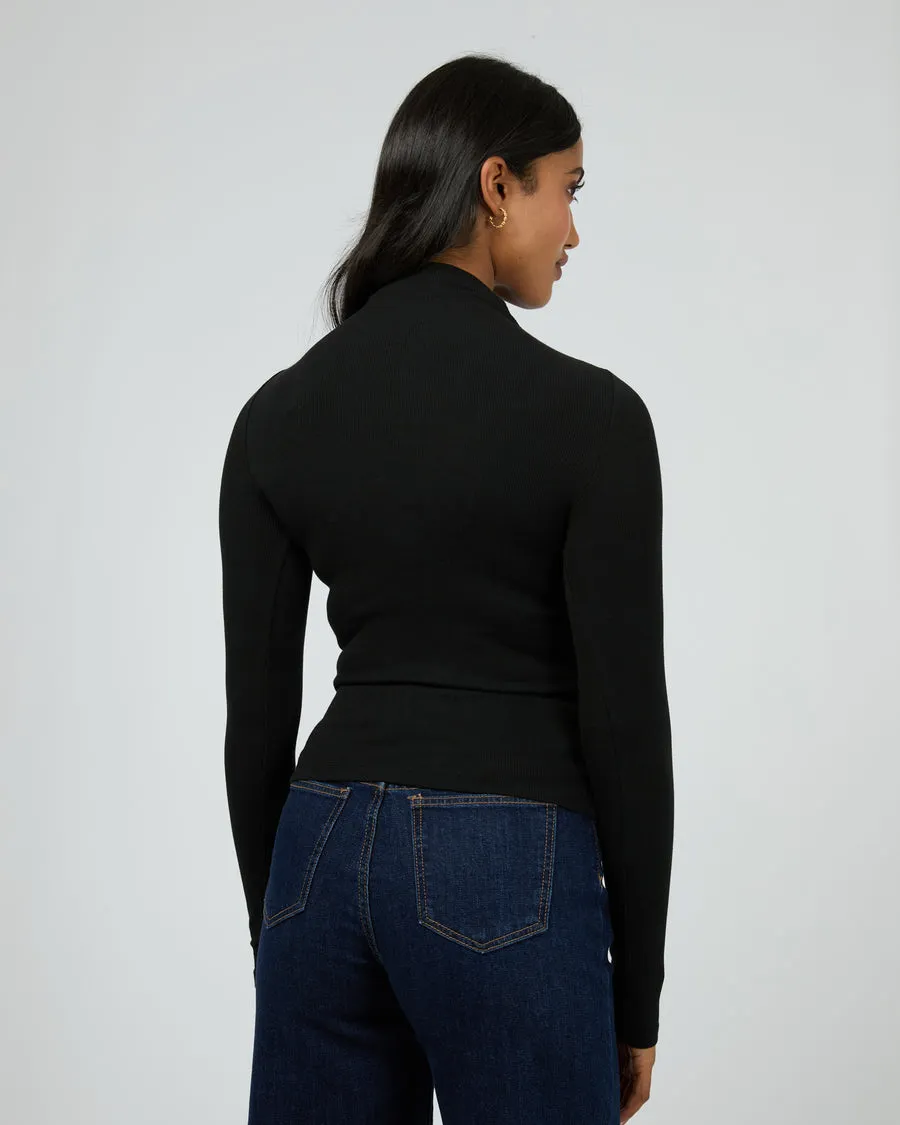 Icon Mock Neck LS Top | Black