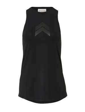 JACQUELINE HIGH NECK SINGLET - BLACK (Black Print)