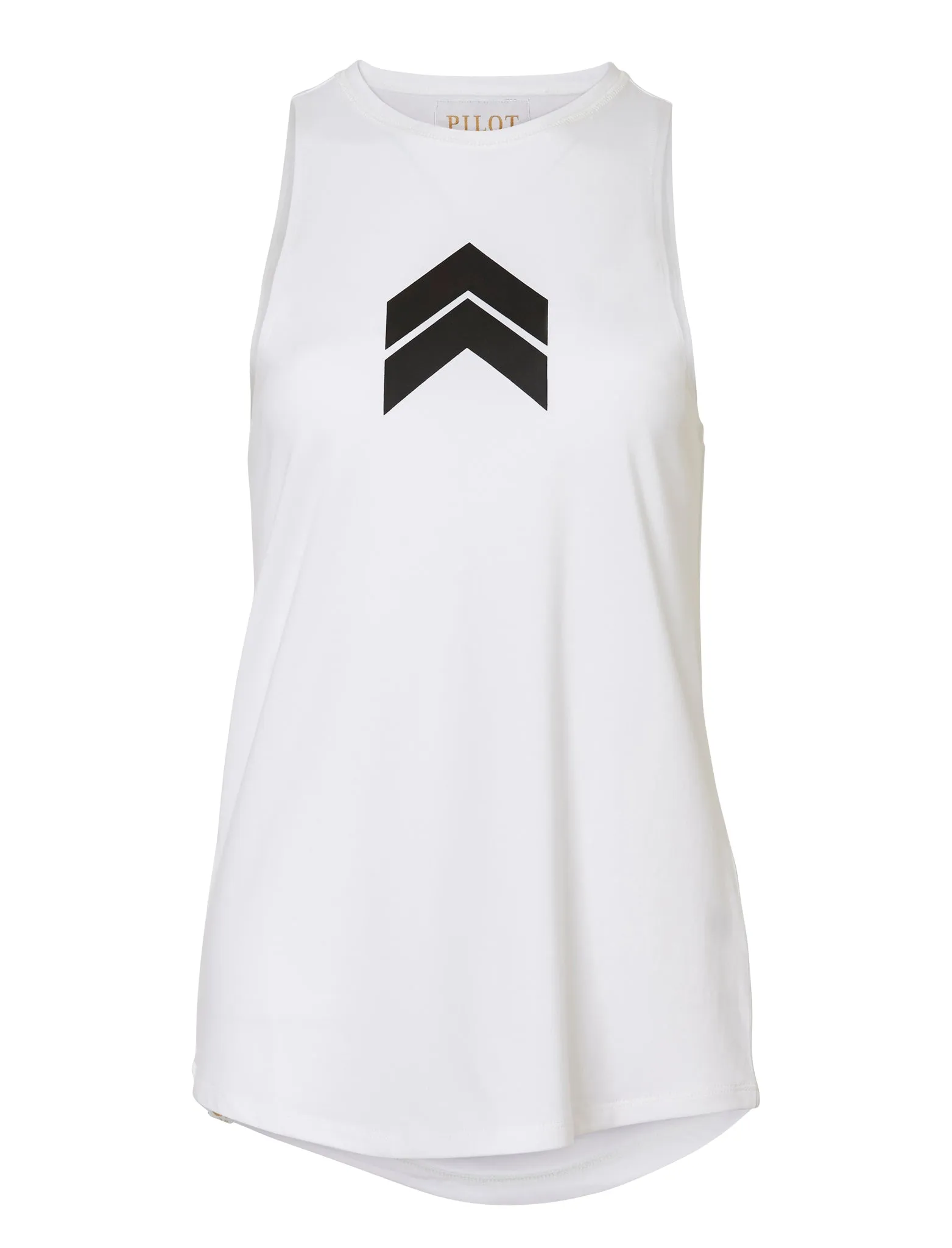 JACQUELINE HIGH NECK SINGLET - WHITE (Black Print)