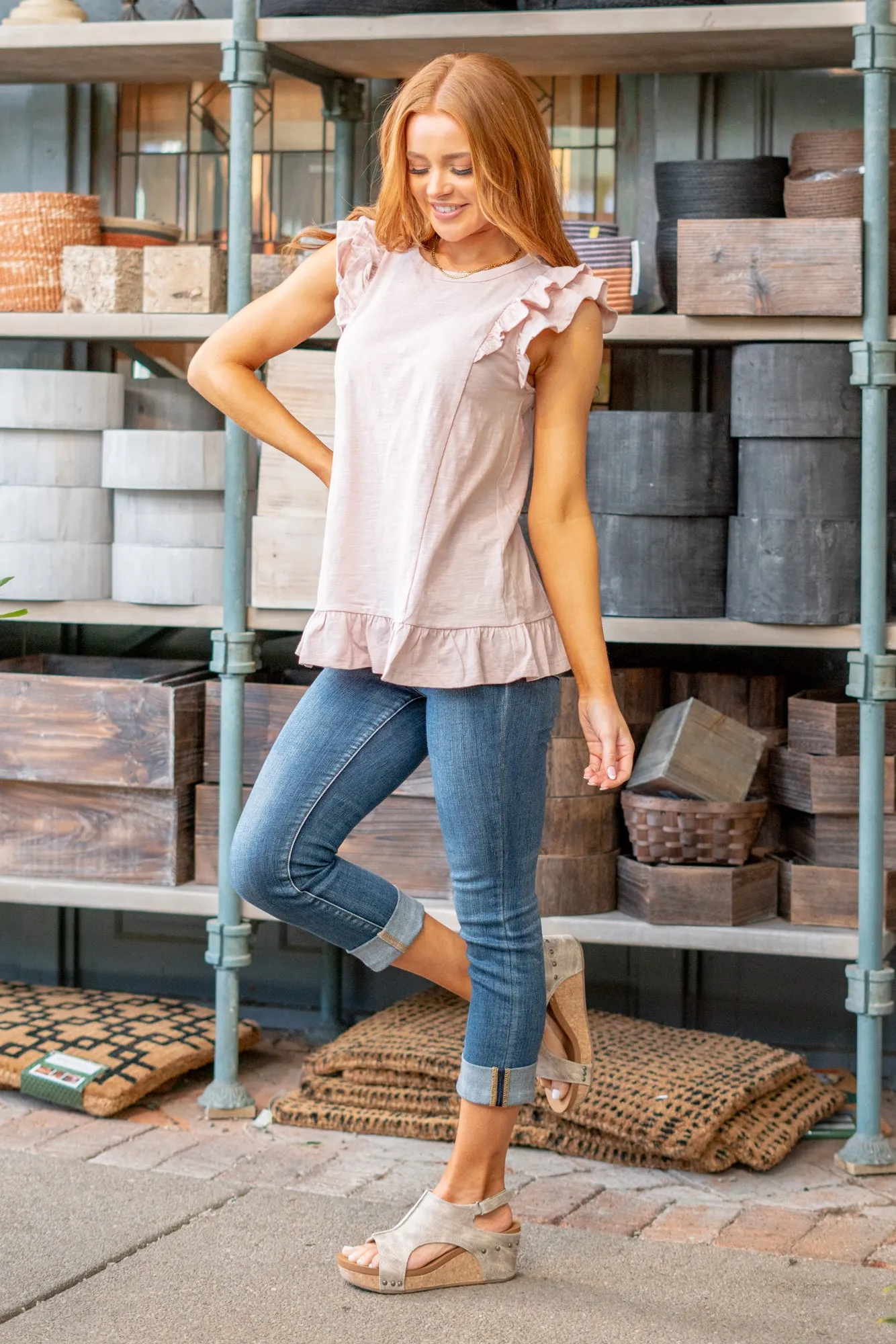 Jacqulyn Double Ruffle Knit Top