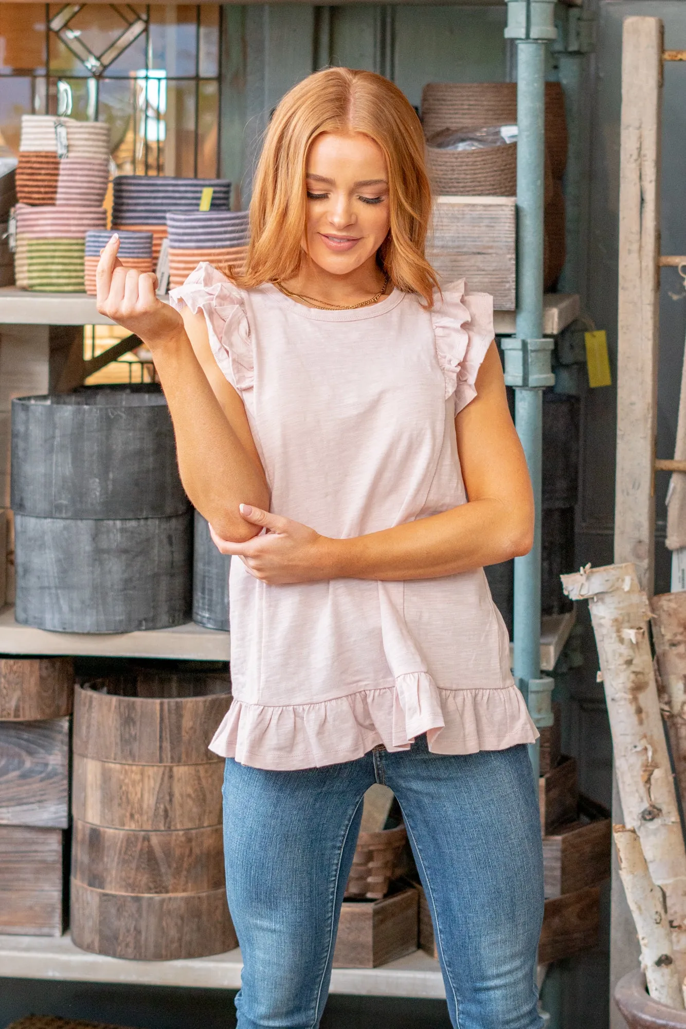 Jacqulyn Double Ruffle Knit Top
