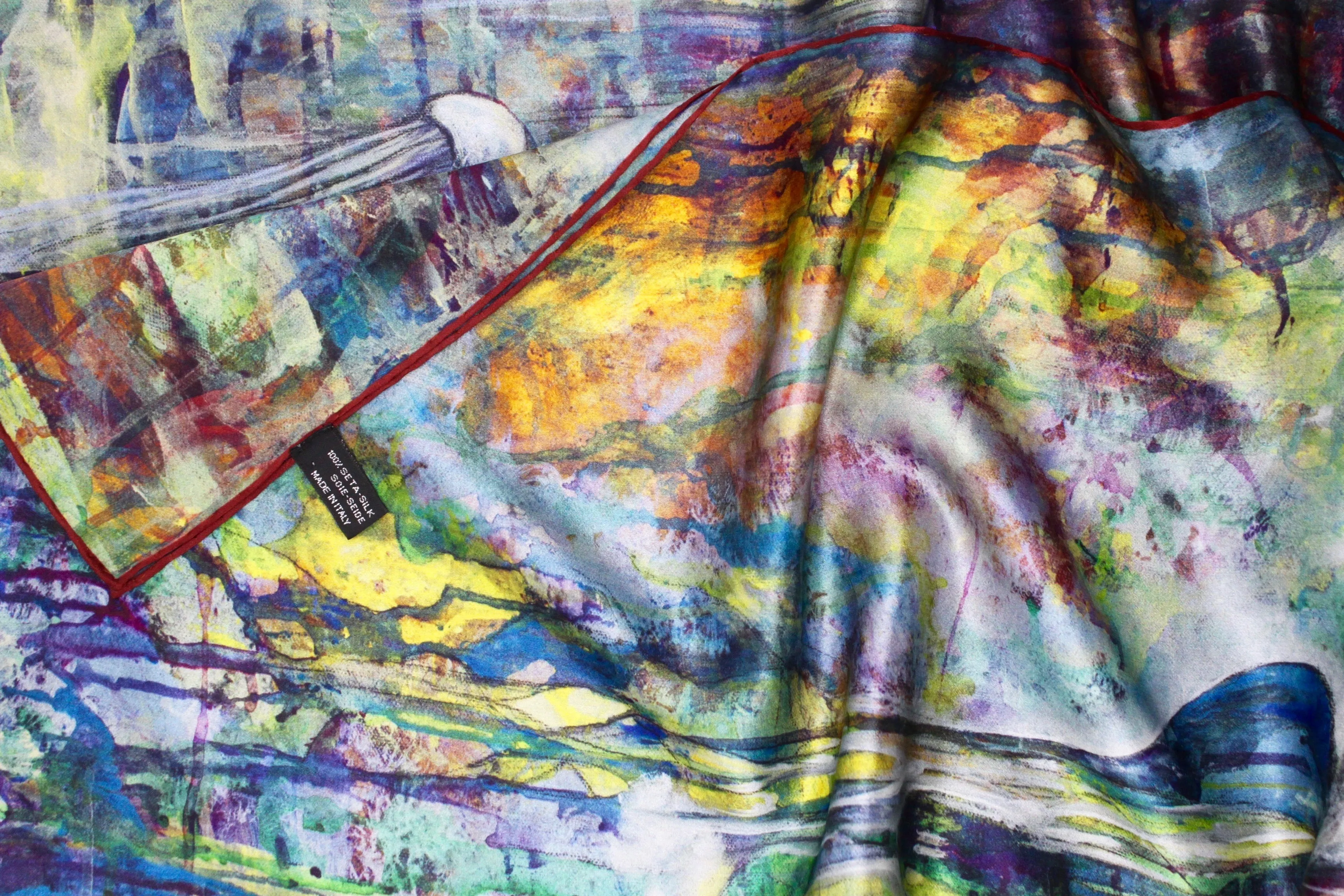 Jellfish Scarf  Italian Silk Satin 70 x 180 cm