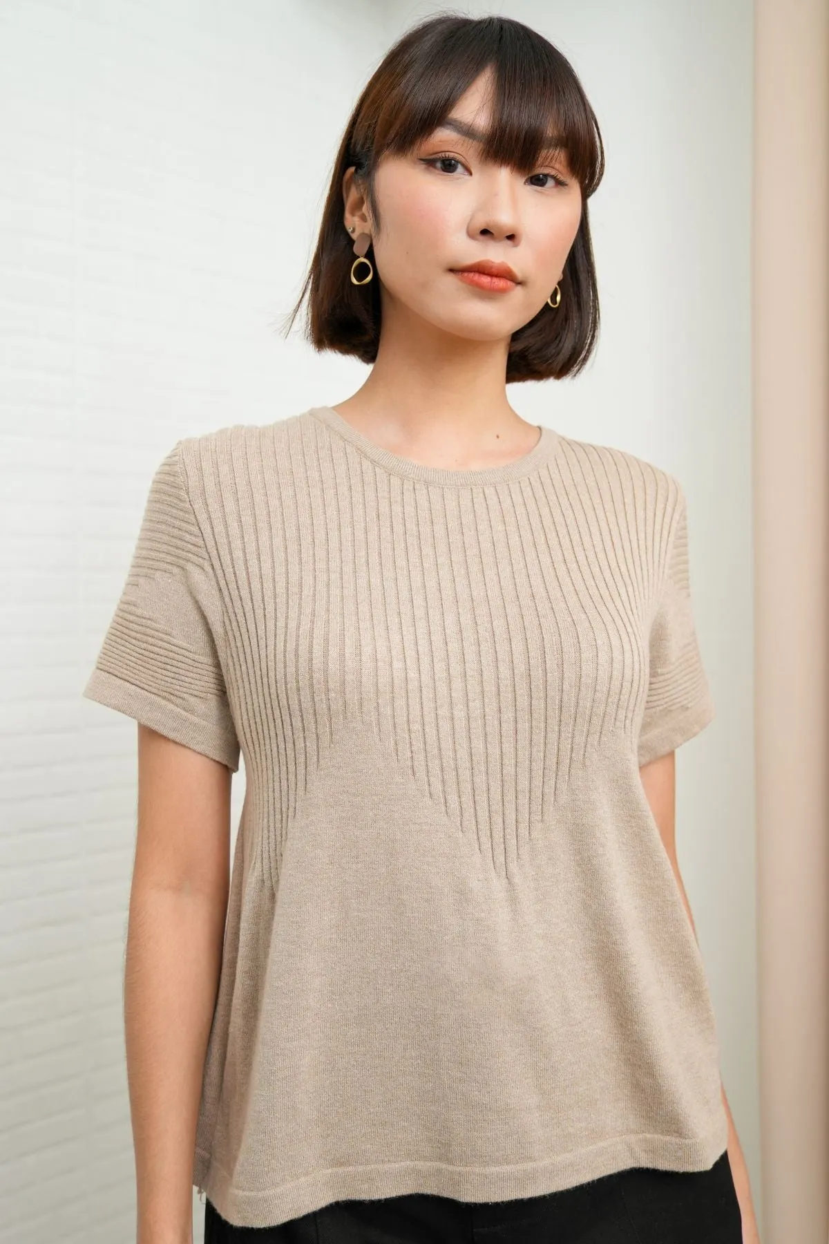 JOSEPHINE Textured Knit Top (Oat)
