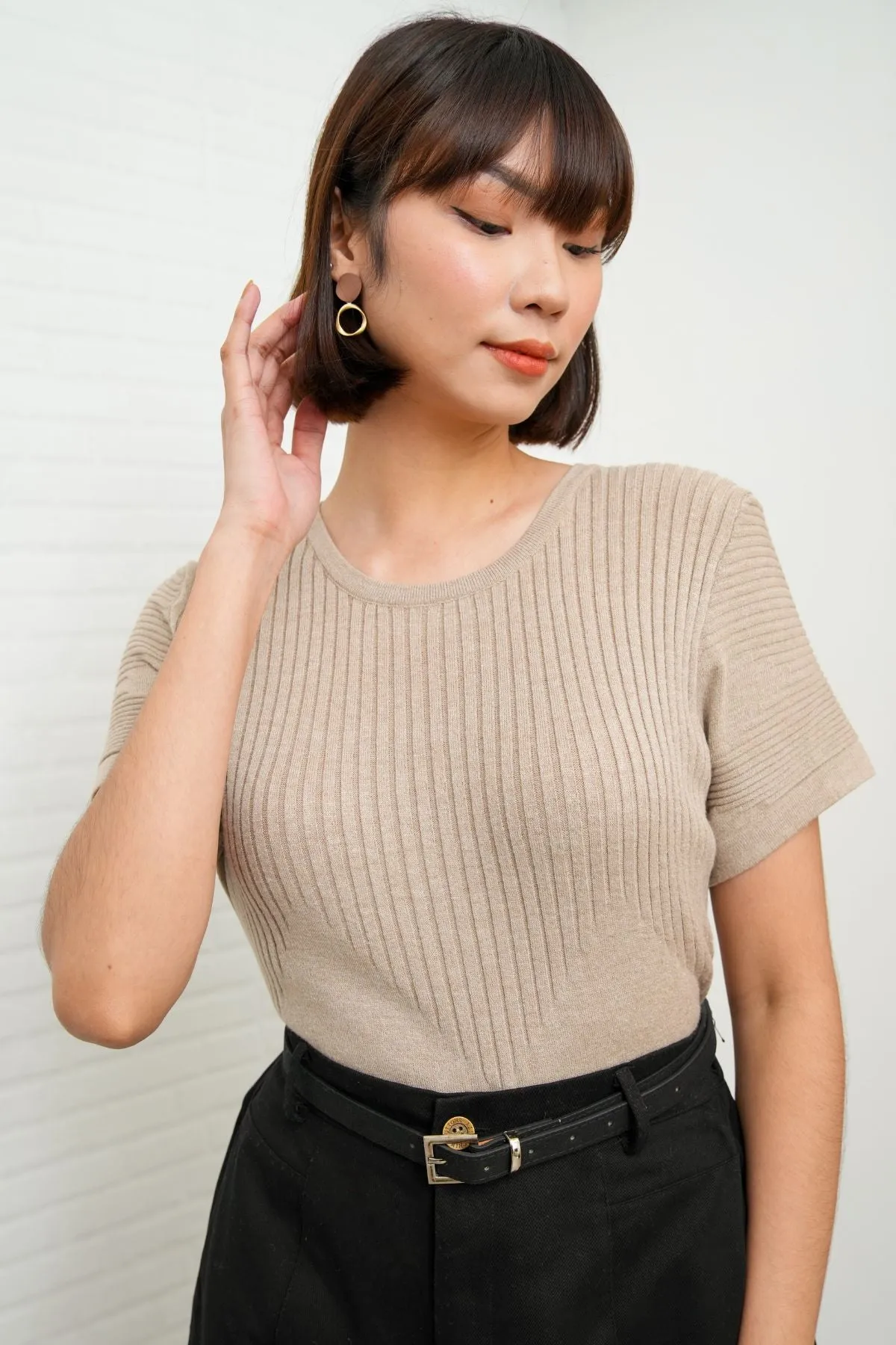 JOSEPHINE Textured Knit Top (Oat)