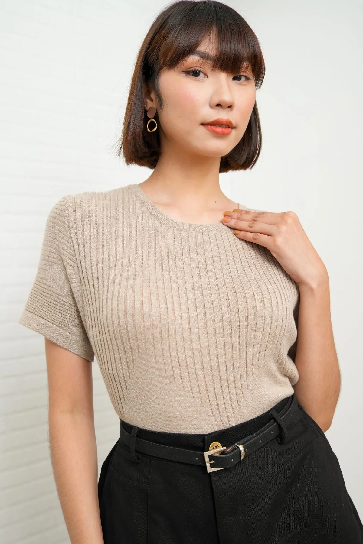 JOSEPHINE Textured Knit Top (Oat)