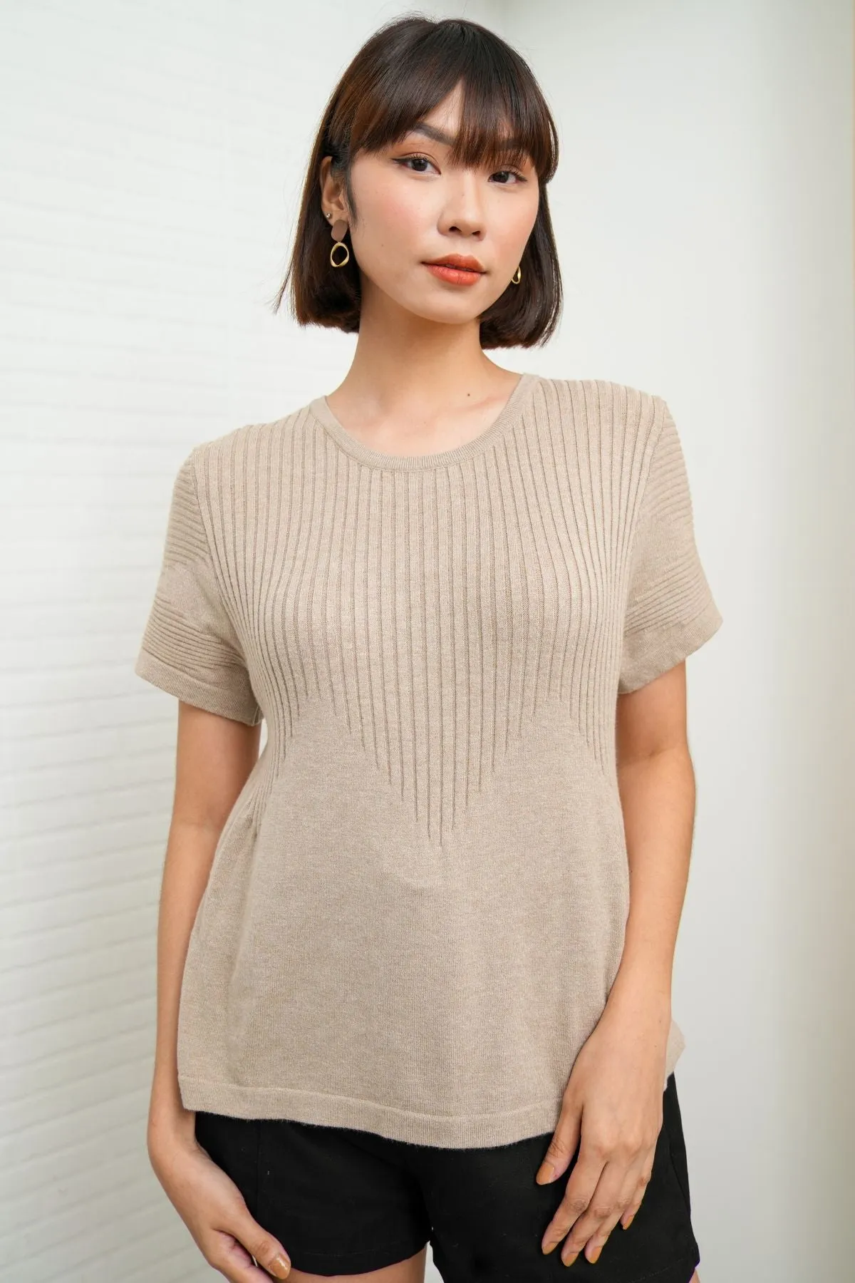 JOSEPHINE Textured Knit Top (Oat)