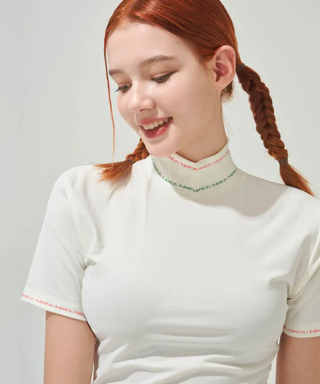 KANDINI High-neck Half Sleeve T-shirt - Cream