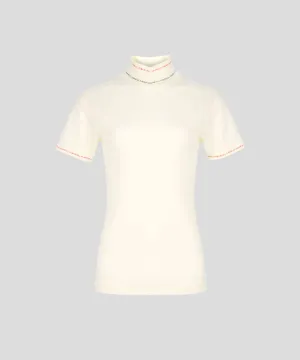 KANDINI High-neck Half Sleeve T-shirt - Cream