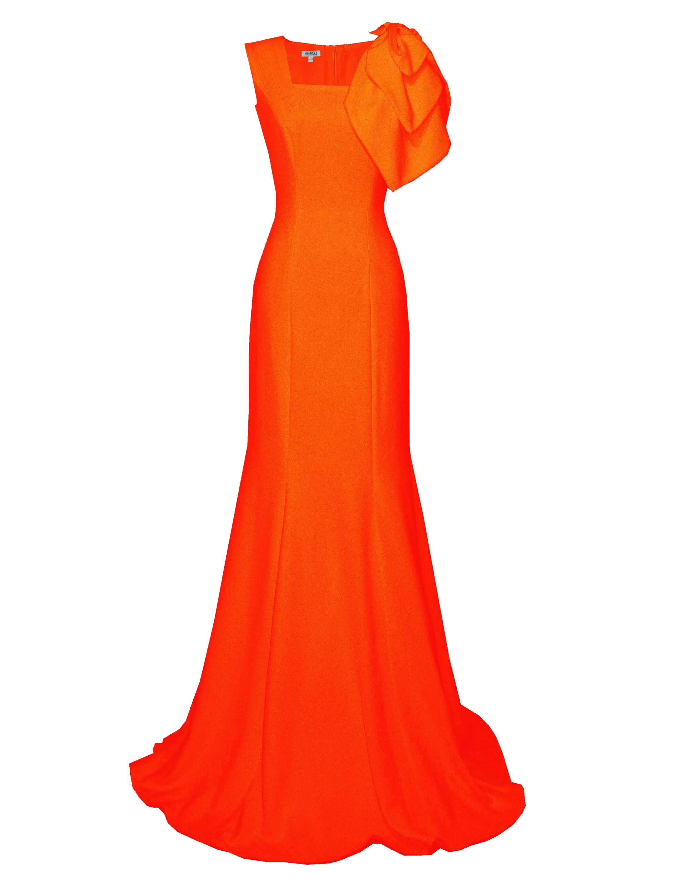 Kolby Gown with Square Neckline and Large Statement Bow- All Colors
