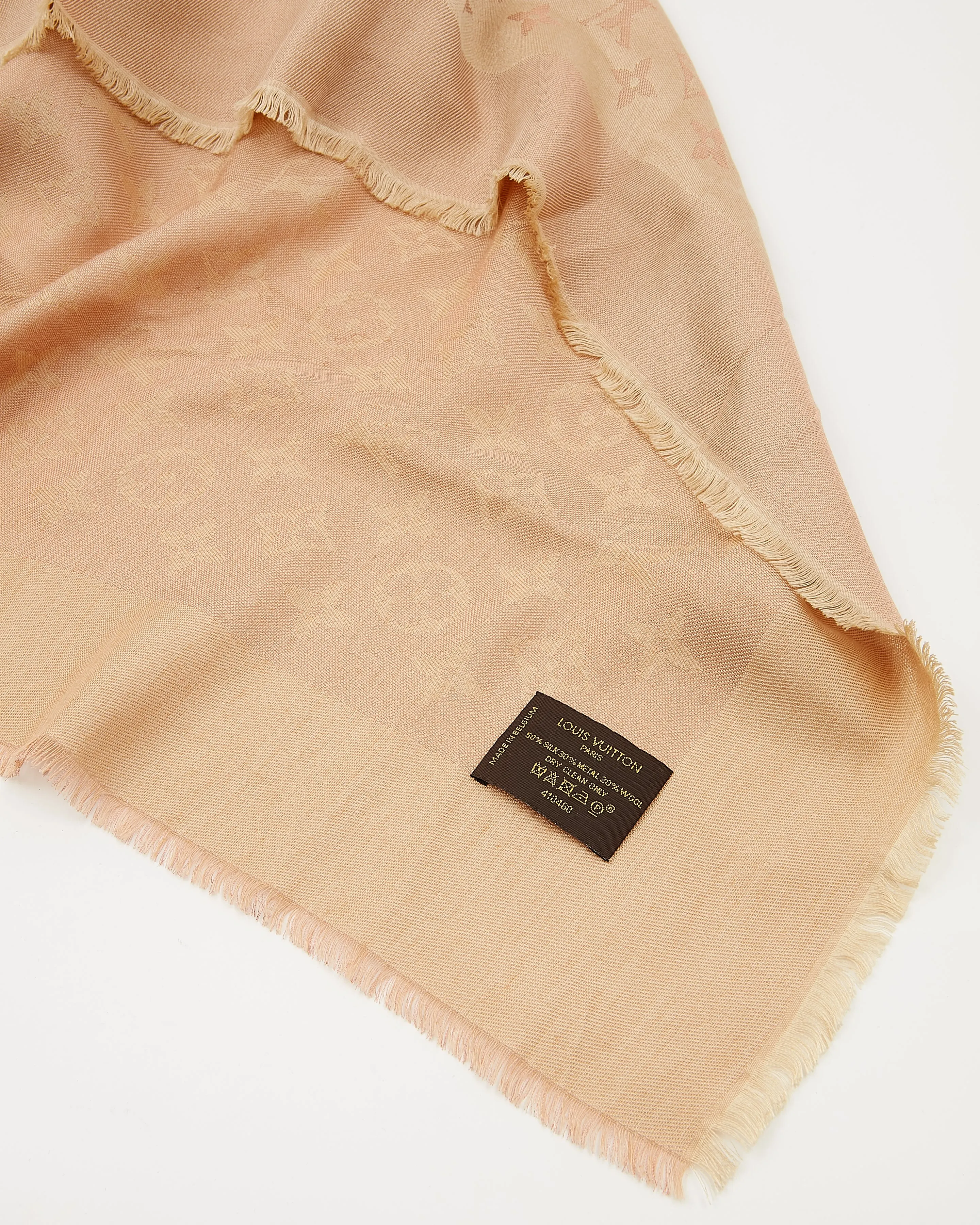 Louis Vuitton Beige Metallic Monogram Silk/Wool Scarf
