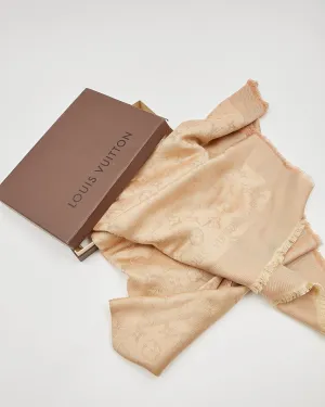 Louis Vuitton Beige Metallic Monogram Silk/Wool Scarf