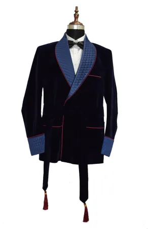 Men Navy Blue Smoking Jackets Dinner Party Wear Coat