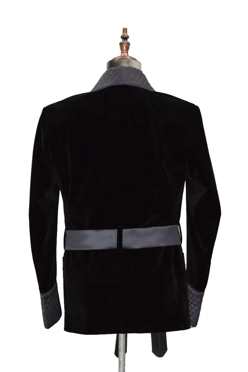 Men's Black And Grey Smoking Jackets Party Wear Blazer coat