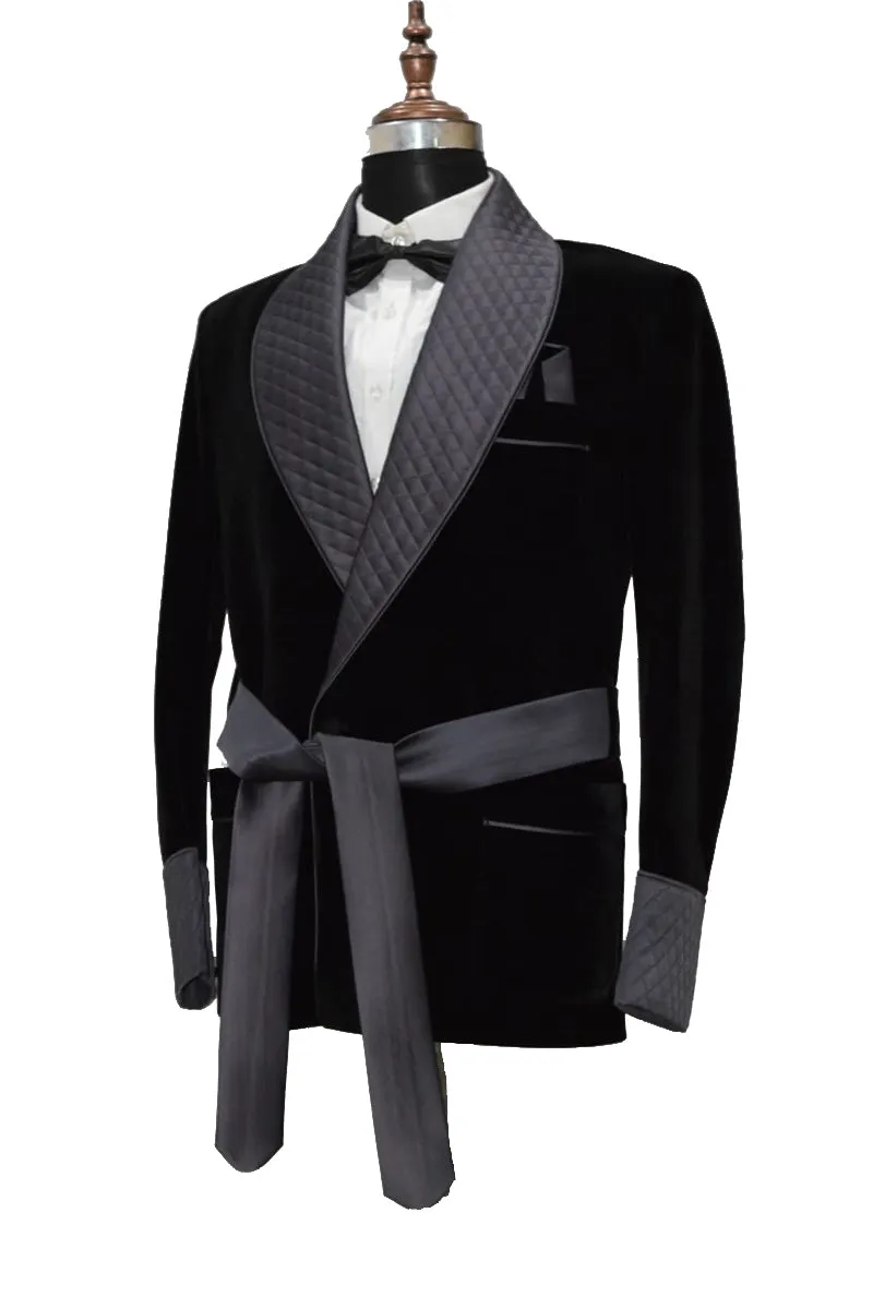 Men's Black And Grey Smoking Jackets Party Wear Blazer coat