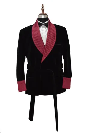 Mens Black Smoking Jackets Designer Luxury Quilted Party Wear Coats
