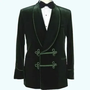 Men's forest green Smoking Velvet Jacket