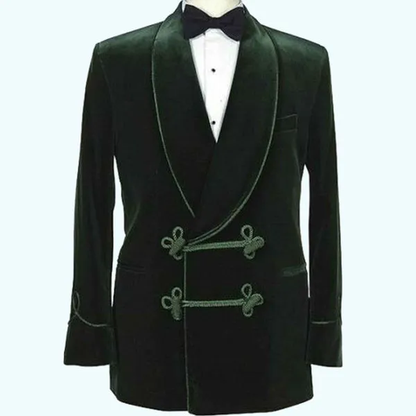 Men's forest green Smoking Velvet Jacket