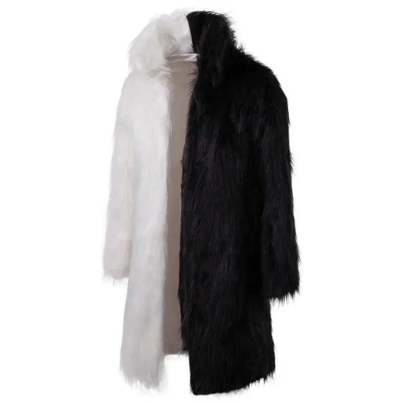 Men's Winter Clothing Imitation Fur Coat Quick Sale Black and White Fashion Personality Casual Men's Long Fur Coat