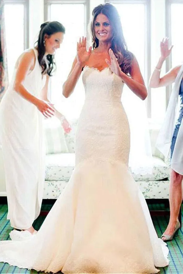Mermaid Lace Sweetheart Wedding Dresses With Train, Bridal Gowns, MW651