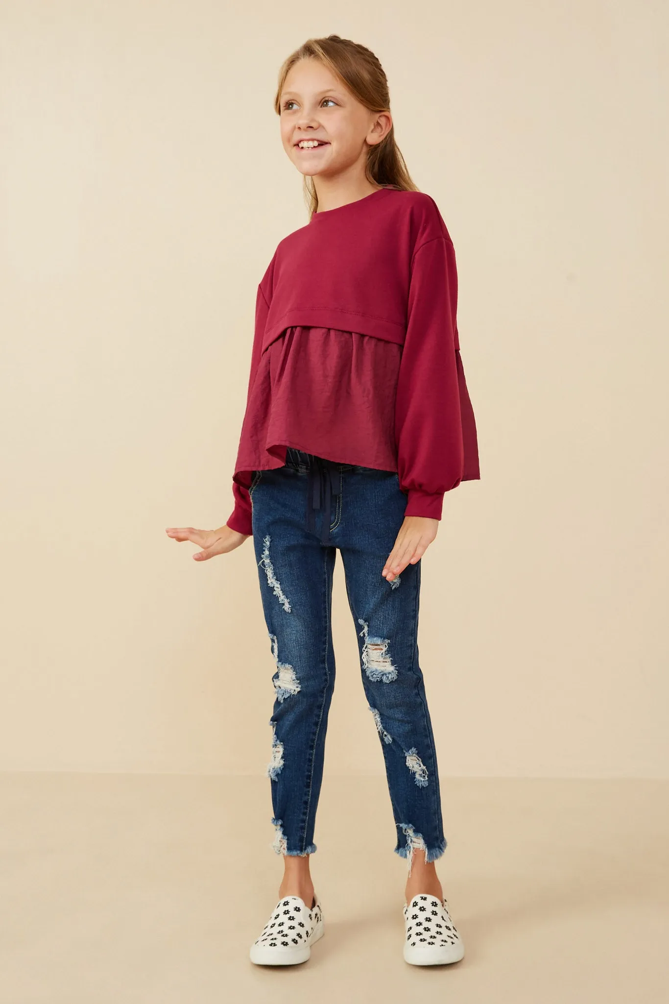 Mix Media French Terry Knit Top