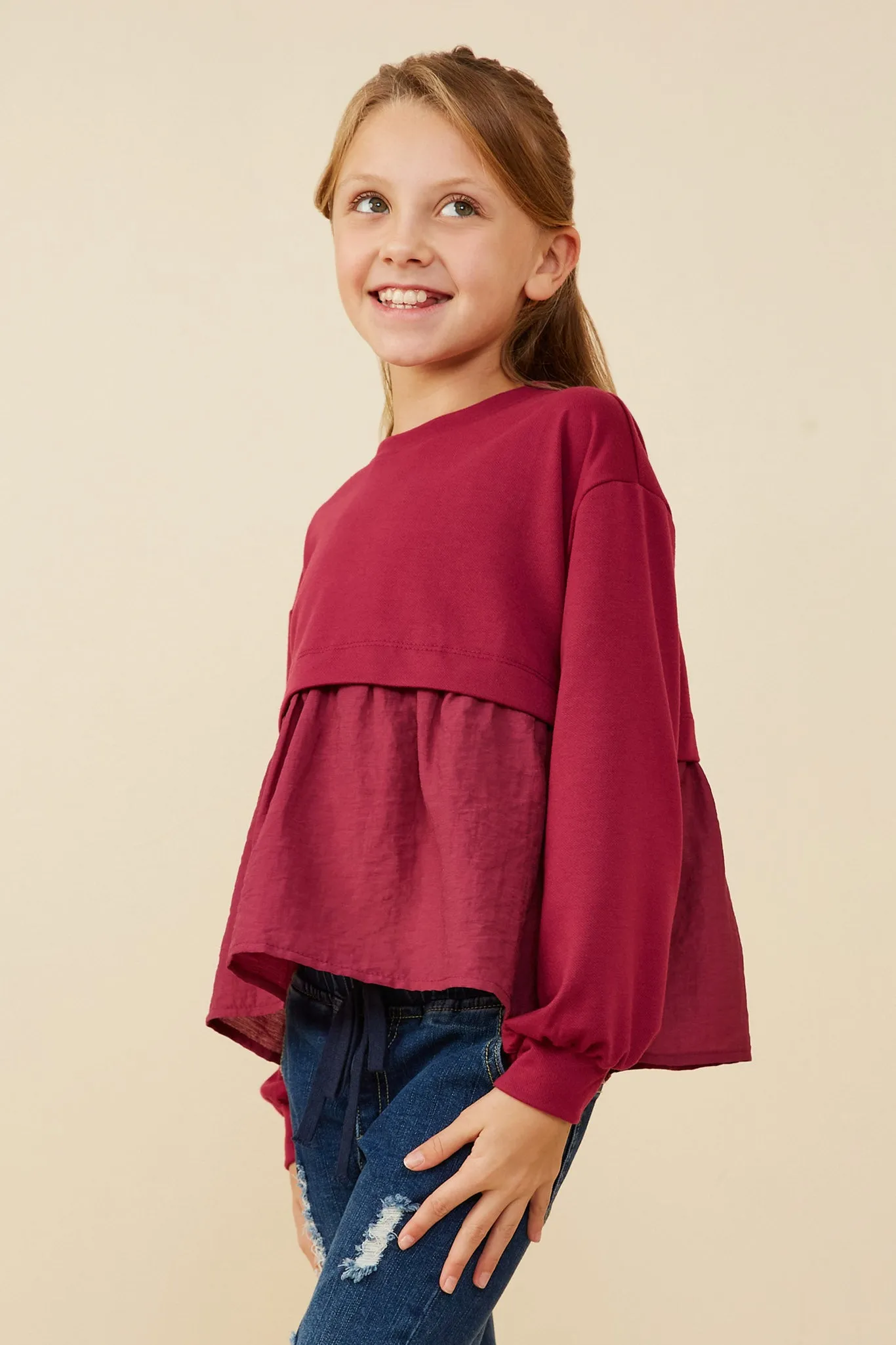 Mix Media French Terry Knit Top