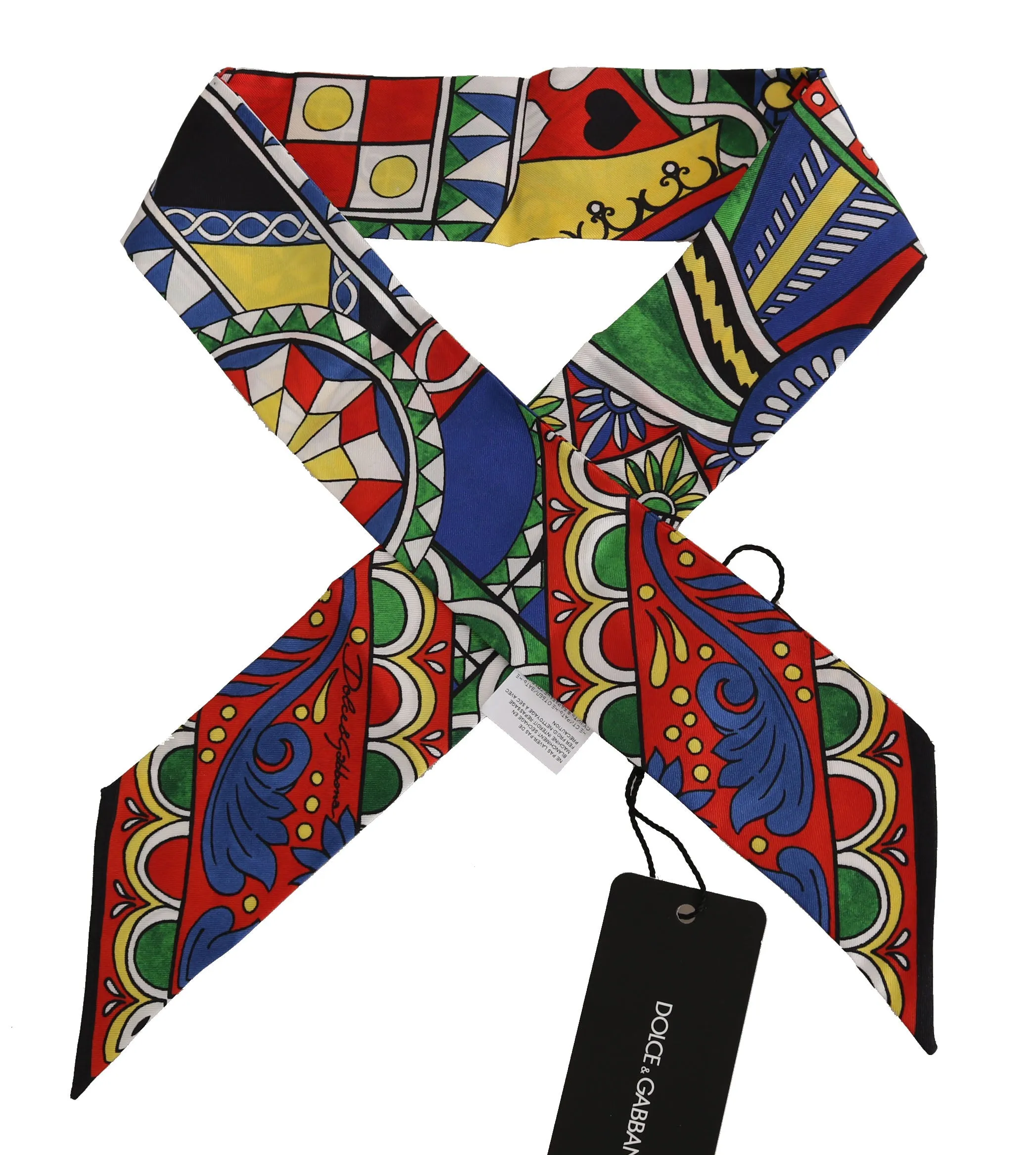Multicolor Carretto Silk Shawl Necktie Scarf