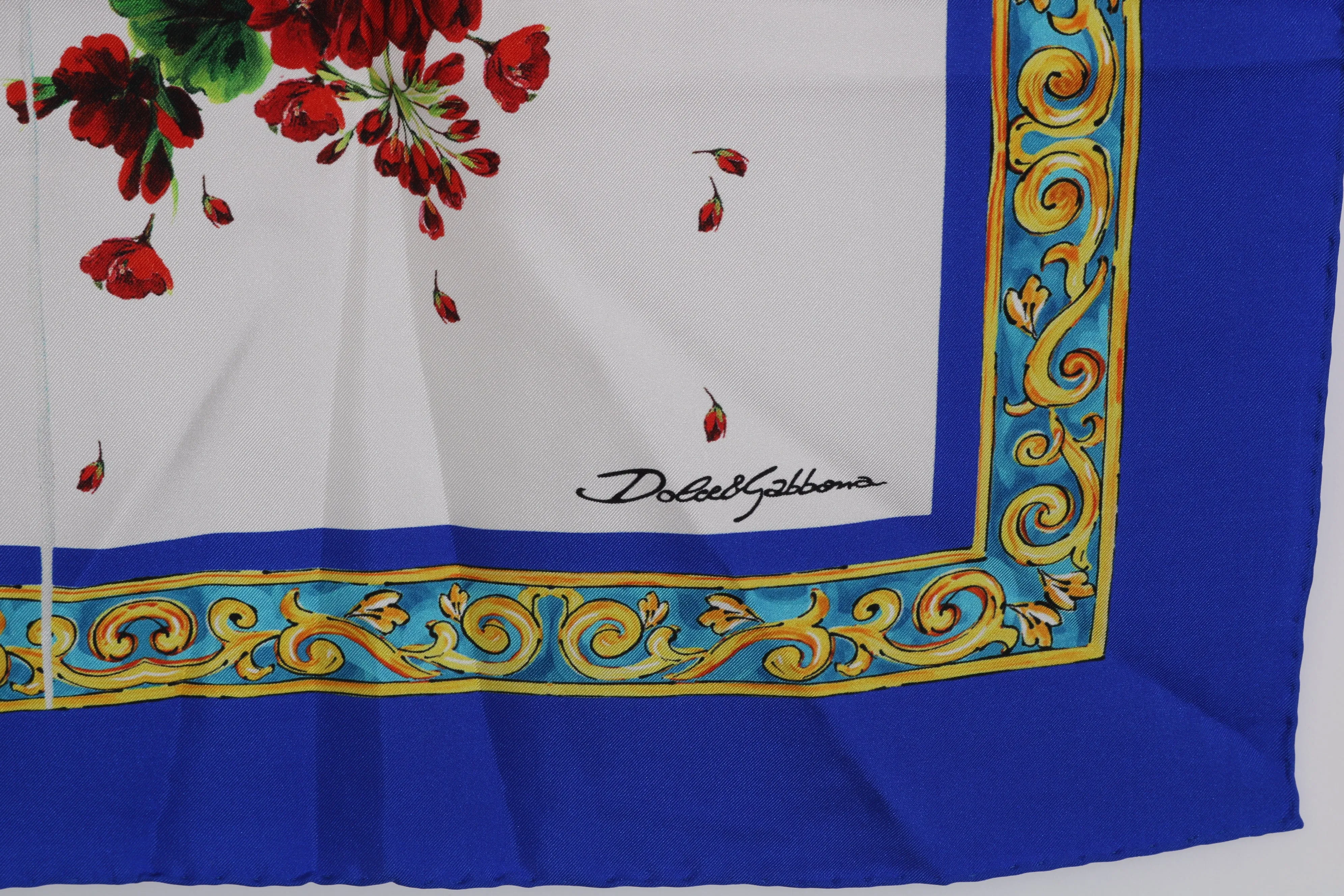 Multicolor Floral Majolica Silk Square Scarf