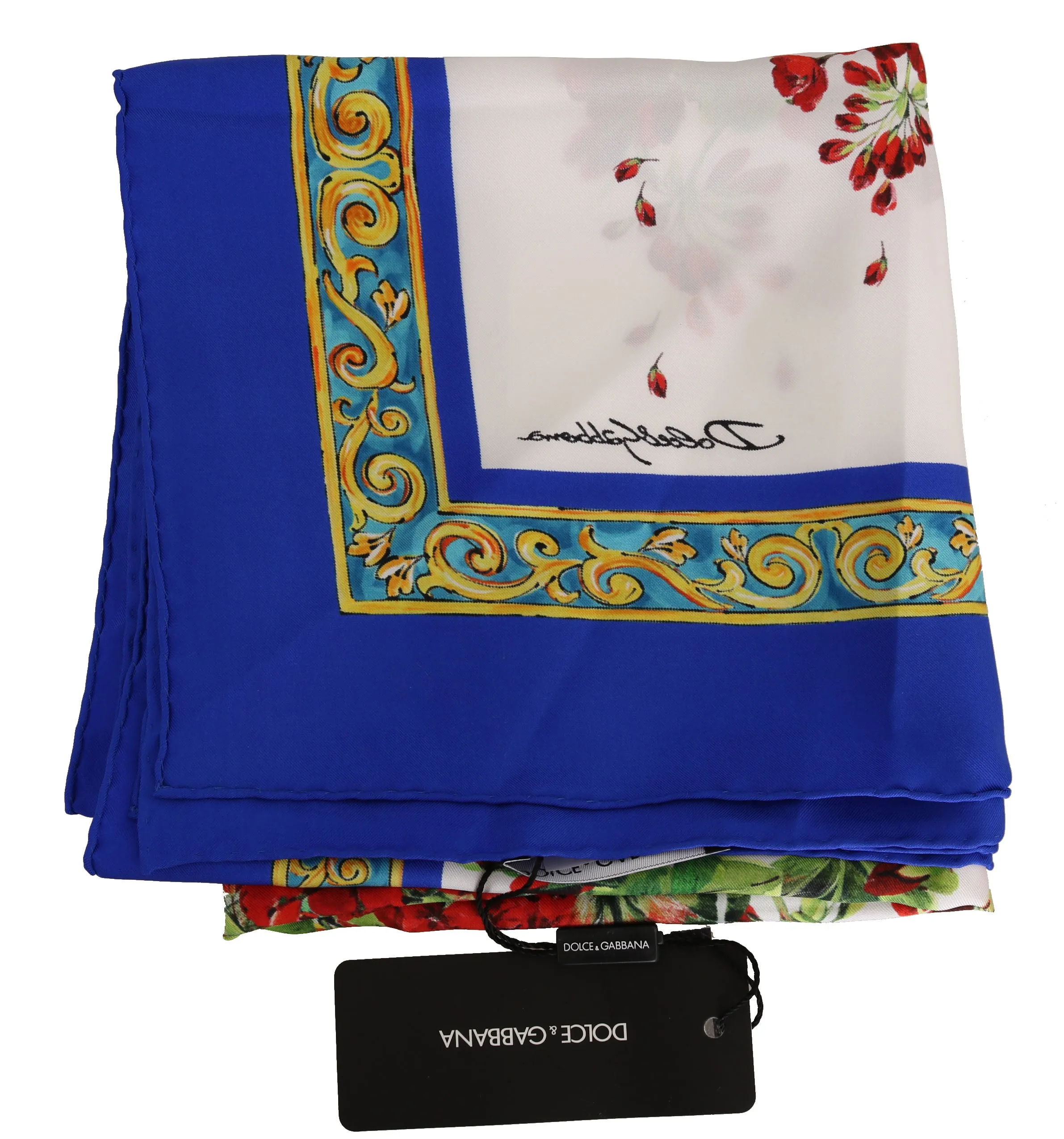 Multicolor Floral Majolica Silk Square Scarf