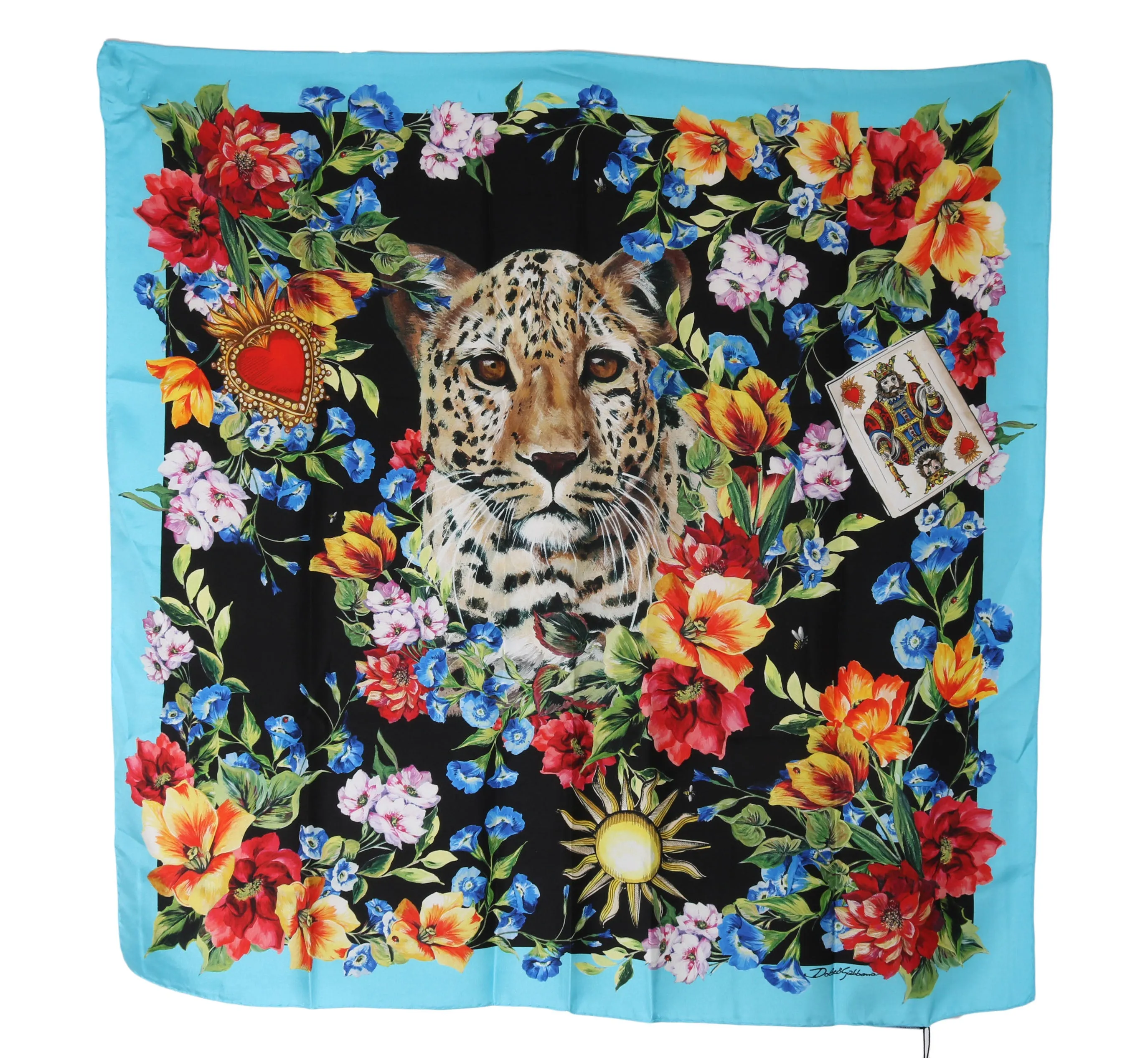 Multicolor Leopard Floral Silk Square Scarf