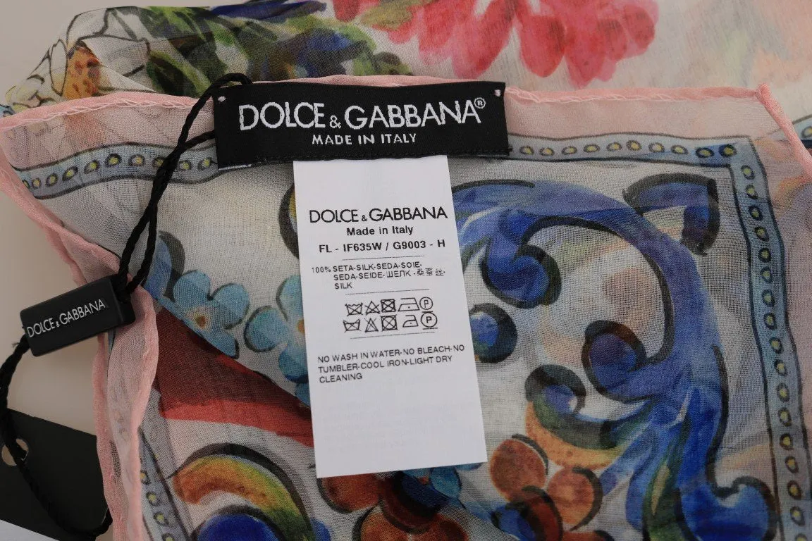 Multicolor Majolica Floral Silk Scarf