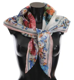 Multicolor Majolica Floral Silk Scarf