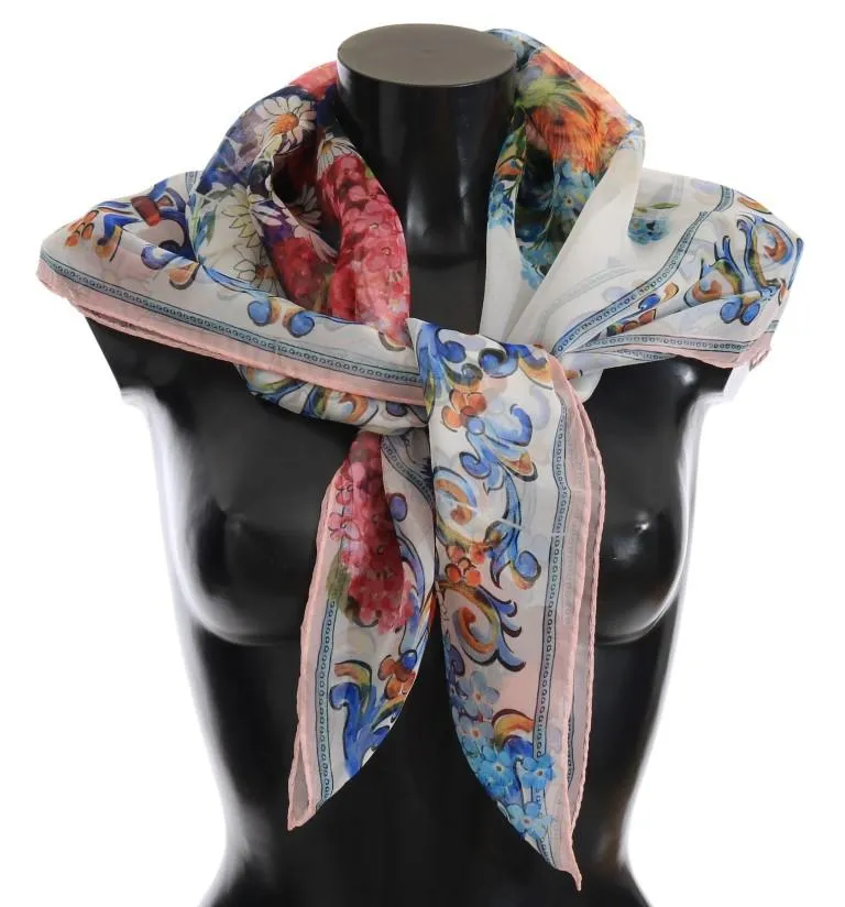 Multicolor Majolica Floral Silk Scarf